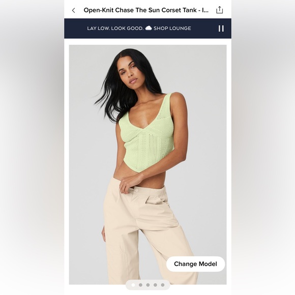 ALO Yoga Tops - Alo Yoga Open-Knit The Sun Corset Tank / color: iced green tea / size: xs or s